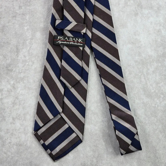 Jos. A. Bank Striped Brown Blue Repp Geometric Executive Silk Neck Tie Men's - Picture 3 of 6
